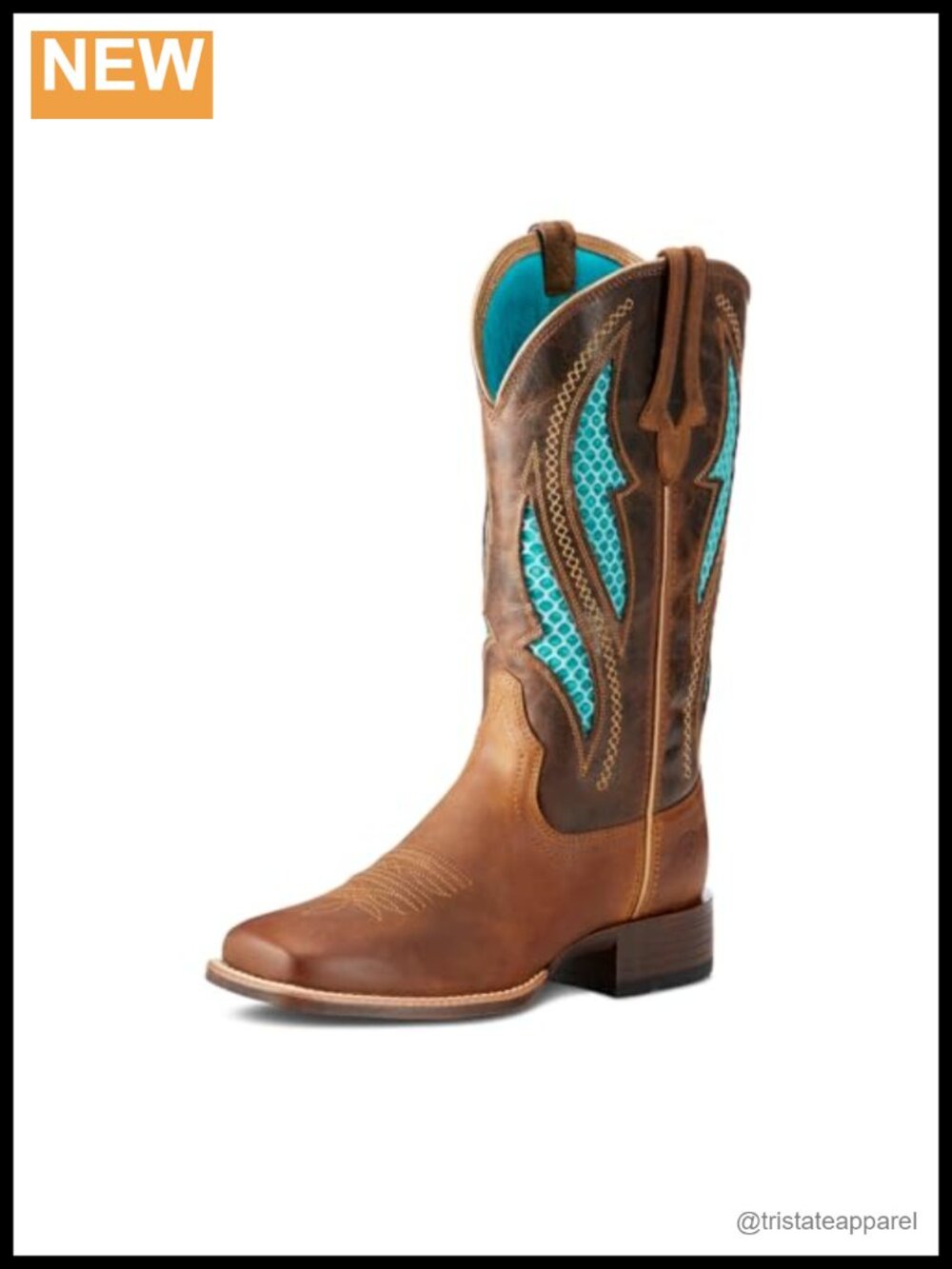 Ariat Women's Leather Square Toe Cowgirl Boots Mid-Calf Western with ATS